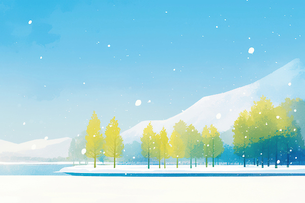 JPG 나무 호수 겨울 일러스트 자연 하늘 산 풍경 야외 관광지 평화 숲 눈내림 국내일러스트 AI일러스트 AI콘텐츠 식물 계절 여행 컨셉 눈_날씨 생태계 파일형식