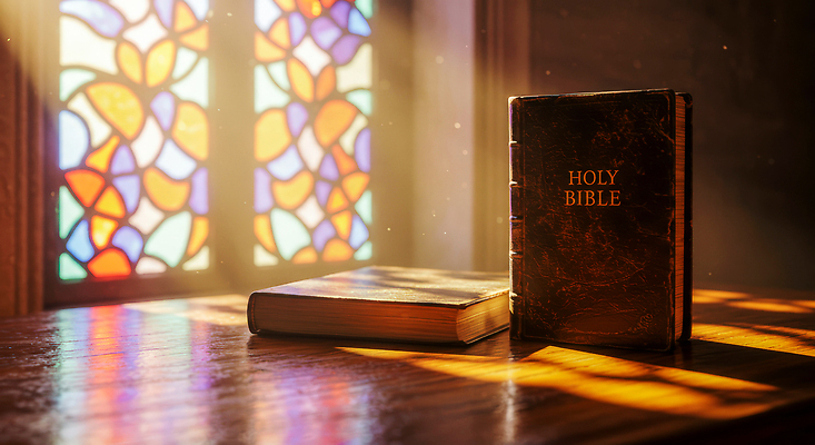 JPG 편집이미지 종교 창문 탁자 조명 따뜻함 그림자 책 햇빛 성경 방 빈티지 분위기 장면 이미지편집 AI컴퓨터그래픽 AI콘텐츠 가구 컨셉 종교용품 태양 파일형식