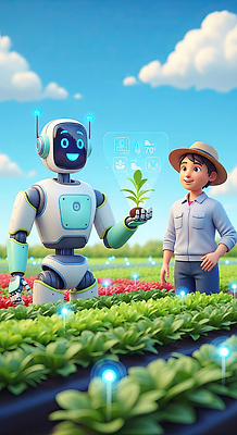 편집이미지 직업 산업 컨셉 농업 농장 파일형식 로봇 농부 식물 농작물 기술 스마트팜 미래 협력 환경 농사 자동화 혁명 JPG AI_인공지능 이미지편집