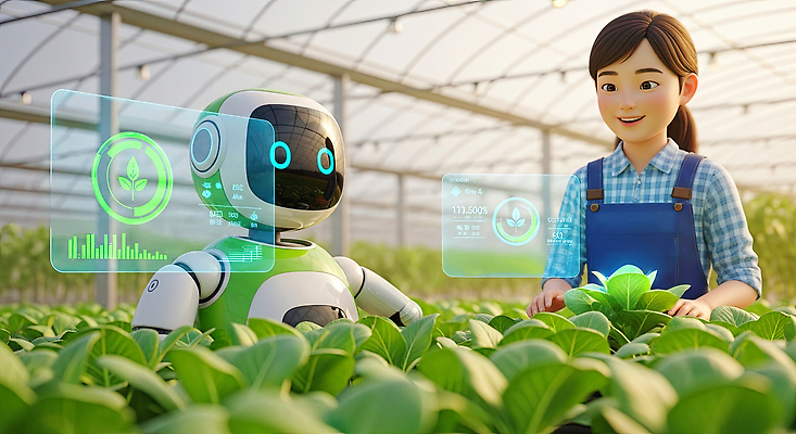 편집이미지 산업 컨셉 농업 사람 농장 파일형식 로봇 온실 식물 기술 농사 여자 농작물 환경 정보 자동화 혁명 스마트팜 JPG AI_인공지능 이미지편집