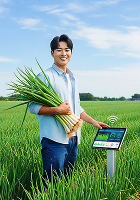 자연요소 편집이미지 직업 산업 컬러 농업 날씨 사람 성인 농장 농부 생태계 파일형식 스마트팜 남자 논 기술 수확 자연 하늘 초록색 바람 관리 환경 이미지편집 JPG 청년농부 청년