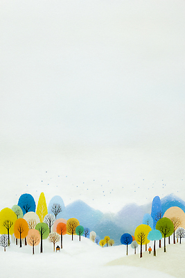 JPG 나무 식물 계절 컬러 일러스트 자연 하늘 산 풍경 평화 고요 기아 그림 부드러움 감성 조화 색채 산맥 국내일러스트 AI일러스트 AI콘텐츠 컨셉 감각 사회이슈 생태계 파일형식