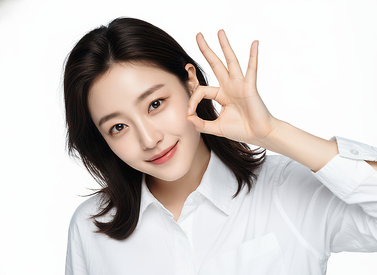 손 컨셉 표정 사람 손짓 감각 CG 파일형식 여자 미소 OK 손가락 단정 수채화 스타일 촬영 모델 포즈 부드러움 패션 편집실사 편집이미지 JPG 의료성형뷰티