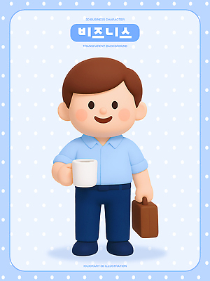 캐릭터 음료 가방 사람 라이프 3D 파일형식 비즈니스 커피 핸드백 3D캐릭터 일상 남자 표정 편집3D PSD 편집이미지