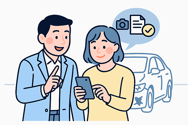 여자 남자 일러스트 자동차 대화 스마트폰 자료 거래 정보 업무 선택 계획 질문 고민 준비 상담 문서 이미지 보험 체크리스트 국내일러스트 AI파일 감정 육상교통 컨셉 말하기 사람 핸드폰 스마트기기 작업 파일형식 벡터