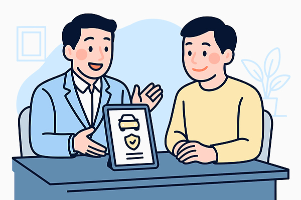 남자 일러스트 회사 자동차 탁자 회의 대화 설명 사무실 정보 전문직 보호 상담원 위험 고객 계약 서비스 상담 문서 보험 국내일러스트 AI파일 직업 육상교통 가구 컨셉 비즈니스 모션 말하기 사람 사무원 파일형식 벡터