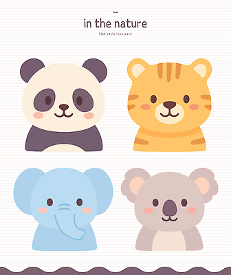 동물 캐릭터 디자인 컬러 일러스트 자연 코끼리 귀여움 호랑이 판다 그림 코알라 국내일러스트 AI파일 컨셉 곰 포유류 생태계 파일형식 벡터