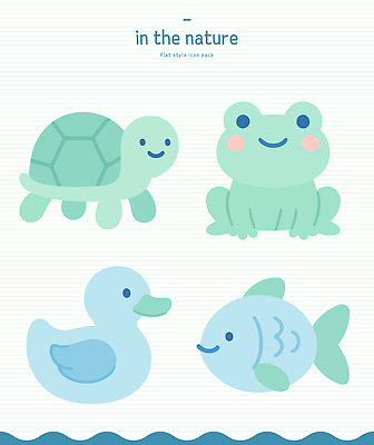 동물 컬러 동물캐릭터 일러스트 자연 생물 오리 개구리 어류 귀여움 거북이 배열 국내일러스트 AI파일 캐릭터 컨셉 파충류 조류 양서류 수중동물 생태계 파일형식 벡터