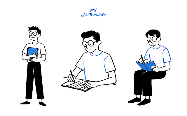 손 컨셉 모션 문구용품 사람 라이프 파일형식 벡터 일기 쓰는 남자 공책 기록 그림 앉기 추억 양손 책 창의력 그리기 일상 체험 관찰 집중 취미 국내일러스트 일러스트 AI파일