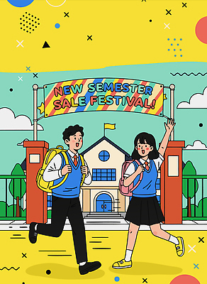 교육 감정 컨셉 가방 학교 관계 파일형식 벡터 신학기 세일 축제 학생 즐거움 모션 친구 만남 백팩 표정 교문 도시 행복 출발 국내일러스트 일러스트 AI파일