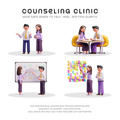 비즈니스 의학 건강 말하기 치료 3D 사무원 심리 파일형식 상담 클리닉 상담원 심리치료 대화 회의 문제해결 정신건강 편집3D PSD 편집이미지