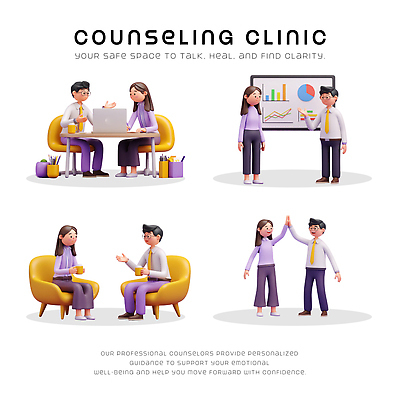 직업 컨셉 의학 말하기 3D 파일형식 상담 치료 전문직 대화 회복 상담실 심리 감정 가이드 지원 편집3D PSD 편집이미지 클리닉