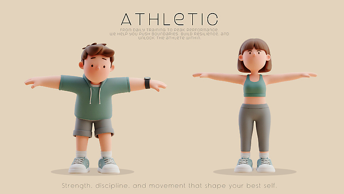 PSD 편집이미지 캐릭터 여자 남자 스포츠 포즈 건강 운동복 운동 헬스 스트레칭 힘 목표 결과 연습 준비 러닝 편집3D 옷 컨셉 사람 3D 파일형식