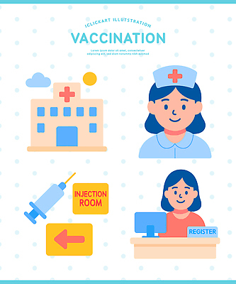 비즈니스 의학 의료기기 건강 관리 라이프 의료진 접종 파일형식 벡터 백신 병원 간호사 직원 등록 주사기 예방접종 치료 환자 일상 사무실 건강관리 대기 공간 심볼 서비스 안내 국내일러스트 일러스트 AI파일