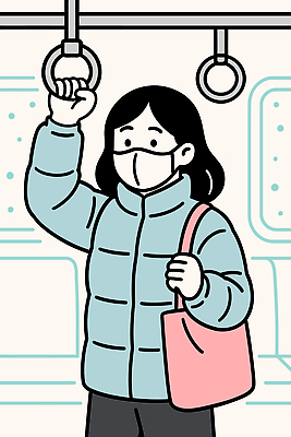 잡화 계절 육상교통 교통수단 다수 컨셉 대중교통 건강 관리 사람 내부 장소 질병 예방 파일형식 벡터 전철 손잡이 마스크 겨울 가방 도시 이동 안전 옷 운동 실내 여행 남자 여자 공공장소 생활 거리 여러명 국내일러스트 일러스트 AI파일 건강관리 감기 감기예방