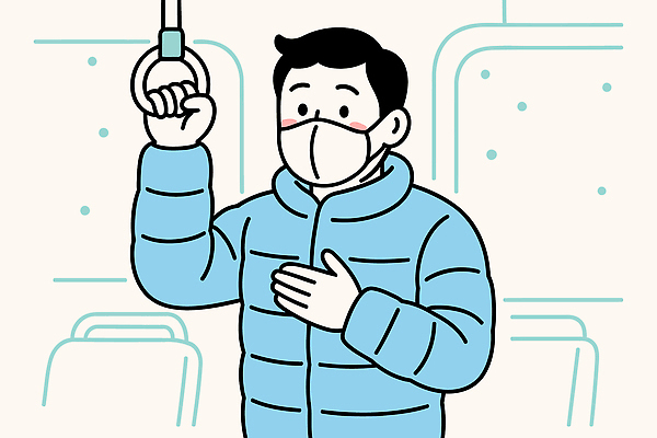 계절 육상교통 교통수단 캠페인 컨셉 대중교통 건강 관리 사람 라이프 점퍼 질병 예방 출근 파일형식 벡터 남자 버스 마스크 손잡이 안전 이동 겨울 패딩 통근 일상 사회적거리두기 청소년 도시 내부 대기 여행 승객 국내일러스트 일러스트 AI파일 건강관리 감기 감기예방