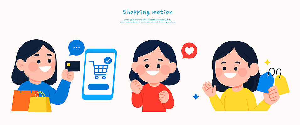여자 패션 행복 일러스트 모션 모바일 기술 일상 스마트폰 쇼핑 쇼핑백 체험 소비 장바구니 즐거움 만족 결제 온라인쇼핑 소통 국내일러스트 AI파일 감정 컨셉 가방 사람 라이프 핸드폰 스마트기기 바구니 온라인 파일형식 벡터