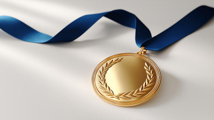 편집이미지 컬러 컨셉 최고 메달 상_상패 파일형식 금메달 리본 파란색 조명 반사 상징 우승 축하 스포츠 목표 성공 경쟁 승자 기념 JPG 이미지편집
