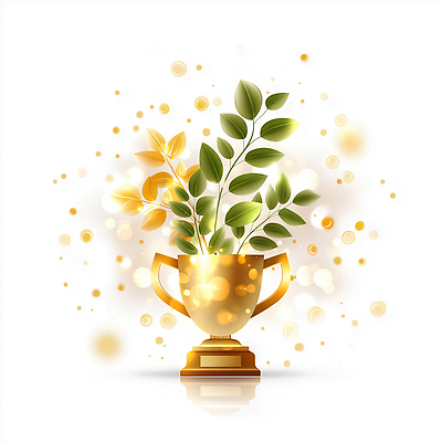 JPG 식물 편집이미지 디자인 꽃 화초 상징 백그라운드 잎 자연 생명 성공 기념 장식 축제 기쁨 금색 축하 트로피 이미지편집 AI컴퓨터그래픽 AI콘텐츠 감정 컬러 컨셉 상_우승 생태계 파일형식