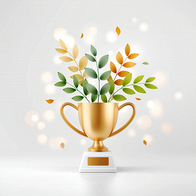 JPG 식물 편집이미지 디자인 기념일 꽃 상징 잎 성공 이벤트 장식 인테리어 금색 축하 고급 트로피 이미지편집 AI컴퓨터그래픽 AI콘텐츠 컬러 컨셉 상_우승 파일형식