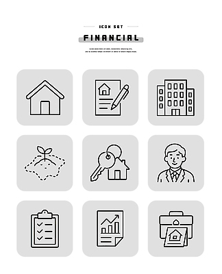 아이콘 컨셉 비즈니스 건물 금융 경제 사무용품 재산 파일형식 벡터 주택 문서 열쇠 사람 서류판 그래픽 디자인 투자 부동산 회계 계획 분석 2D아이콘 라인아이콘 AI파일 재테크