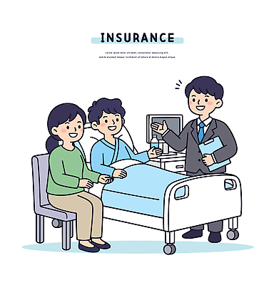 컨셉 의학 관계 모션 보험 파일형식 벡터 비용 병원 상담 가족 환자 의사소통 보장 서비스 치료 건강 고객 의료비 설명 의료보험 지원 필요 AI파일 국내일러스트 일러스트