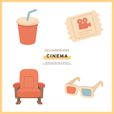 식기 디자인 잡화 감정 가구 회사 문화예술 극장 파일형식 벡터 영화관 아이템 음료 컵 의자 티켓 안경 기획사 문화 영화 관람 즐거움 인테리어 캐릭터 그림 디지털 AI파일 국내일러스트 일러스트