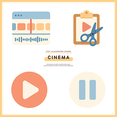 모션 문화예술 파일형식 벡터 영화 편집 도구 디자인 비디오 재생 정지 클립 그래픽 제조 디지털 영상 창작 작업 콘텐츠 AI파일 국내일러스트 일러스트