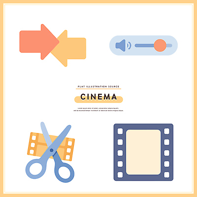 산업 문화예술 파일형식 벡터 영화 편집 도구 소리 조절 버튼 컬러 모양 디자인 그래픽 작업 영화산업 영상 필름 평면 AI파일 국내일러스트 일러스트