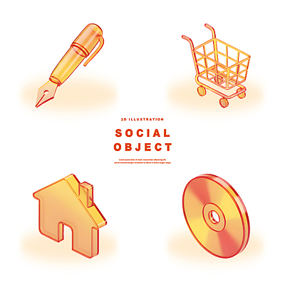 아이콘 건물 쇼핑 필기구 바구니 디지털합성 파일형식 소셜 오브젝트 3D 펜 장바구니 주택 CD 디자인 그래픽 표현 컬러 상징 PSD 그라데이션 3D아이콘