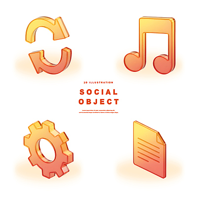 아이콘 문화예술 전자제품 디지털합성 파일형식 소셜 오브젝트 3D 그래픽 회전 음악 기어 문서 투명 디자인 디지털 컴퓨터 소셜미디어 PSD 그라데이션 3D아이콘
