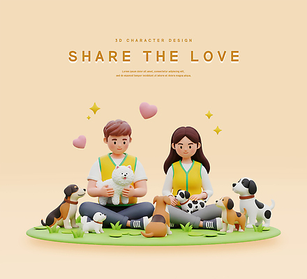 PSD 편집이미지 행복 가족 놀이 사랑 반려동물 고양이 우정 봉사 강아지 즐거움 클레이아트 소통 편집3D 동물 감정 컨셉 포유류 관계 친구 3D 도움 개 공예 점토 파일형식