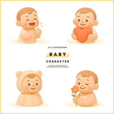 식물 감정 컨셉 표정 미술 사람 3D 디지털합성 파일형식 아기 캐릭터 사랑 꽃 웃음 기쁨 귀여움 표현 디자인 조형물 편집3D PSD 편집이미지