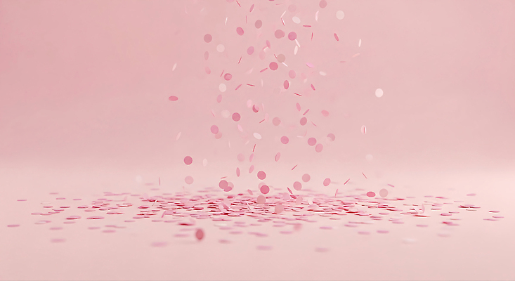 JPG 편집이미지 종이 분홍색 컬러 조각 백그라운드 장식 파티 로맨틱 축하 생일 떨어짐 즐거움 오브젝트 아이방 이미지편집 AI컴퓨터그래픽 AI콘텐츠 기념일 감정 컨셉 이벤트 방 파일형식