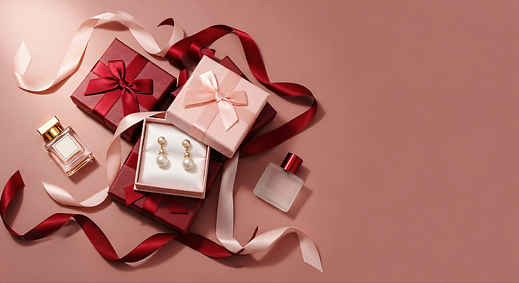 JPG 편집이미지 패션 리본 분홍색 백그라운드 장신구 선물포장 선물 장식 상자 귀걸이 기쁨 로맨틱 우아함 향수 설렘 이미지편집 AI포토 AI콘텐츠 감정 컬러 컨셉 포장 화장품 파일형식