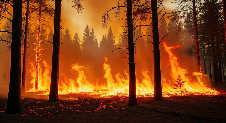 식물 컨셉 불 야간 사건 CG 생태계 화재 파일형식 숲 불꽃 자연 저녁 나무 소방 환경 위험 연기 피해 편집실사 JPG 편집이미지 재해 산불