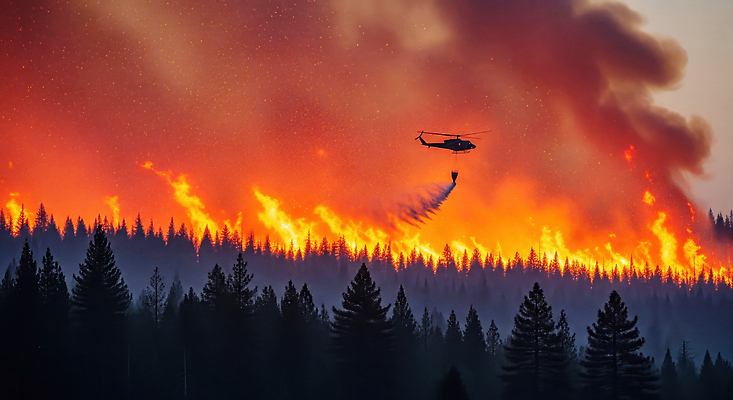 자연요소 불 비행기 응급 야간 소방 사건 CG 재해 화재 파일형식 산불 헬리콥터 진화 숲 불꽃 물 작업 응급구조 자연재해 저녁 연기 피해 편집실사 JPG 편집이미지