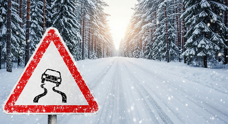 주간 식물 계절 길 육상교통 교통시설 모션 알림판 눈_날씨 운전 CG 교통안전 파일형식 도로 교통 표지판 미끄러짐 겨울 나무 산 아침 풍경 안전 자동차 날씨 편집실사 JPG 편집이미지 눈길운전 눈길 블랙아이스 안전운전