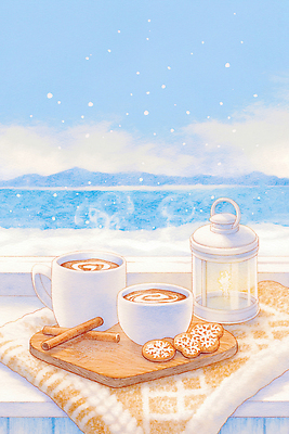 계절 감정 커피 음료 컨셉 디저트 잔 건물 상점 파일형식 겨울 바다 코코아 쿠키 수증기 담요 따뜻함 휴식 풍경 오브젝트 조화 여유 카페 주택 데이트 커피잔 요리 국내일러스트 일러스트 JPG