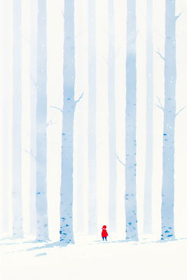 나무 식물 계절 기념일 감정 컬러 컨셉 상의 사람 숲 그림 생태계 자작나무 파일형식 어린이 겨울 풍경 흰색 고요 자연 고독 외투 눈덮임 숲속 풍경화 크리스마스 탐험 신비 도전 국내일러스트 일러스트 JPG 자작나무숲