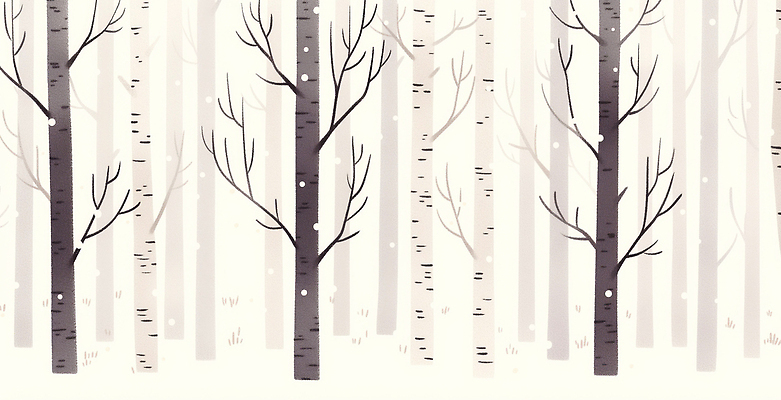 나무 식물 계절 컬러 컨셉 채소 소리 숲 생태계 자작나무 파일형식 겨울 고요 풍경 자연 가지 흰색 백그라운드 생명 추위 따뜻함 침묵 차분 국내일러스트 일러스트 JPG 자작나무숲