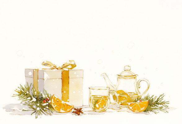 나무 식기 계절 기념일 가구 컨셉 과일 포장 귤 차 파일형식 크리스마스 선물 포장지 탁자 소나무 겨울 따뜻함 축제 음료 음식 장식 휴일 식물 잔 분위기 모임 요리 국내일러스트 일러스트 JPG 오렌지 감귤차