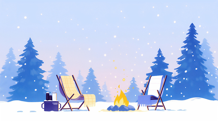 자연요소 식물 계절 감정 컬러 가구 컨셉 관계 불 레저 날씨 야간 생태계 파일형식 겨울 모닥불 의자 나무 숲 캠핑 따뜻함 저녁 파란색 자연 바람 빛 휴식 아웃도어 여유 놀이 친구 국내일러스트 일러스트 JPG