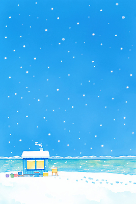 자연요소 계절 바다 컨셉 겨울 레저 날씨 눈_날씨 풍경 생태계 파일형식 해변 평화 자연 추위 눈송이 겨울풍경 바람 스노우 국내일러스트 일러스트 JPG 캠핑