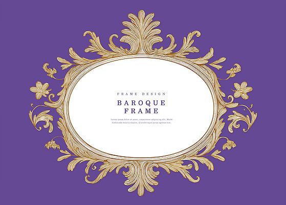 컬러 컨셉 장식 파일형식 바로크 액자 디자인 예술 금색 백그라운드 보라색 텍스트 인쇄물 프레임 화려 스타일 벽장식 고급 그래픽 테두리 국내일러스트 PSD 일러스트