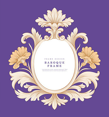 식물 디자인 컬러 컨셉 파일형식 바로크 프레임 장식 백그라운드 화려 꽃 금색 보라색 그림 그래픽 예술 빈티지 스타일 전통 인테리어 국내일러스트 PSD 일러스트