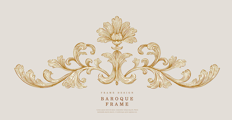 식물 디자인 선 컬러 컨셉 무늬 문화예술 파일형식 바로크 액자 장식 꽃 금색 고급 예술 곡선 패턴 인테리어 스타일 미술 전통 화려 조화 국내일러스트 PSD 일러스트 프레임