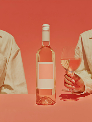 JPG 편집이미지 행복 음료 분홍색 와인잔 탁자 주류 사람 친구 식사 저녁식사 만남 분위기 저녁 와인병 사교 편집실사 AI인물포토 AI콘텐츠 감정 컬러 가구 컨셉 술잔 관계 병_용기 와인 야간 CG 파일형식 AI포토