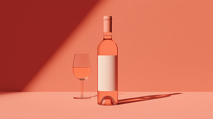 JPG 편집이미지 음료 분홍색 컬러 백그라운드 유리 탁자 조명 잔 따뜻함 와인 전시 편안함 와인병 향 스타일 편집실사 AI컴퓨터그래픽 AI콘텐츠 식기 가구 재질 병_용기 주류 감각 CG 파일형식