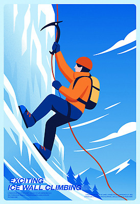 옷 밧줄 겨울 일러스트 자연 하늘 스키 겨울스포츠 산 아웃도어 풍경 등산 탐험 도전 익스트림스포츠 빙벽등반 스릴 액티비티 국내일러스트 AI파일 계절 줄 스포츠 트래킹 생태계 파일형식 벡터